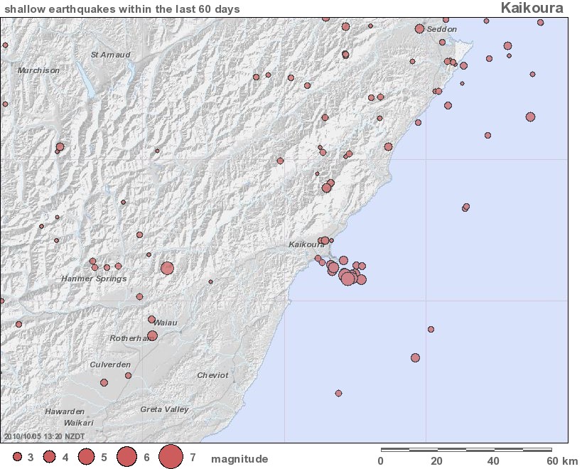 Kaikoura faults and latitudinal rift