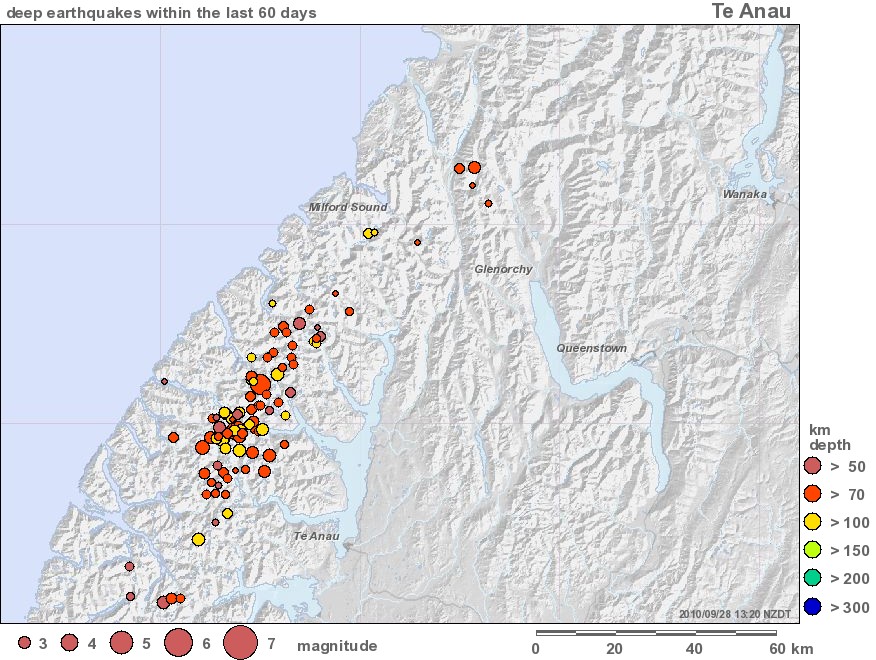 Te Anau 60-day swarm map to 280910